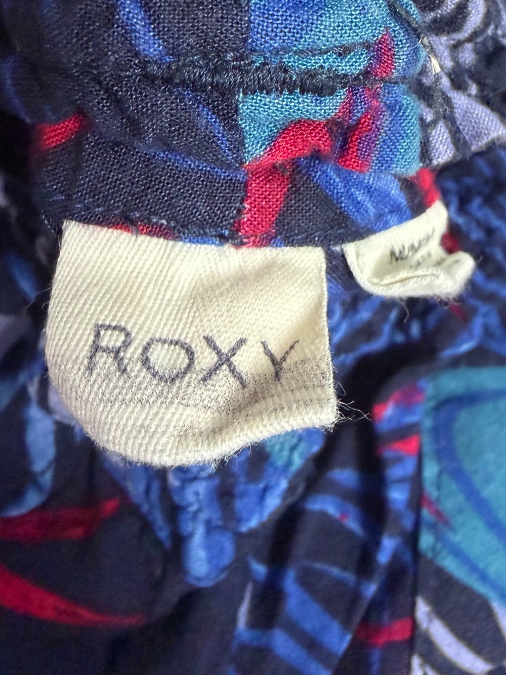 Roxy Navy Pants with Red & Blue Leaf Print - Picture 2 of 3